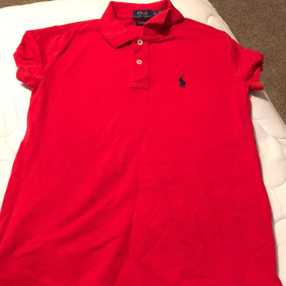 Red polo top